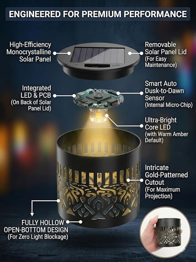 Solar Mandala Lights Outdoor Wall Projector Metal 7 Color Changing IP65 Waterproof Decorative Mounted Wireless Night Lighting for Yard Patio Fence Deck Pathway Garden Decor and Holiday Gifts - Image 2