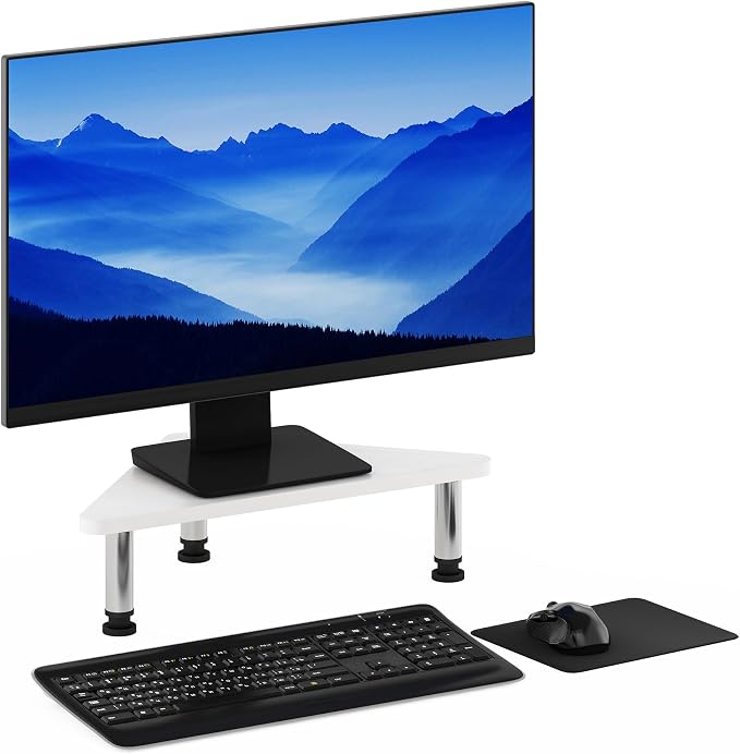 Furinno Turn-N-Tube Triangle Corner Monitor Riser, White Monitor Stand Riser, Laptop Stand for Desk, Office Desk Accessories, Desk Organizers and Accessories, White Wood - Image 3