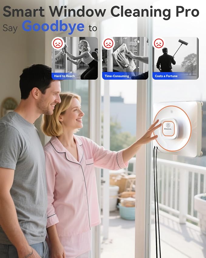 8000Pa Anti-Fall Window Cleaner Robot Auto Spray for High Rise Glass | 4 Cleaning Modes with Intelligent Path Planning,15-Stage Anti-Fall System,Remote Control,120mL Water Tank - Image 2