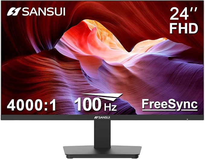 SANSUI Monitor 24 Inch 100Hz PC Monitor, HDMI VGA Ports VESA Mount, FHD Computer Monitor Ultra-Slim Ergonomic Tilt Eye Care for Home Office (ES-24F2, HDMI Cable Included) by SANSUI