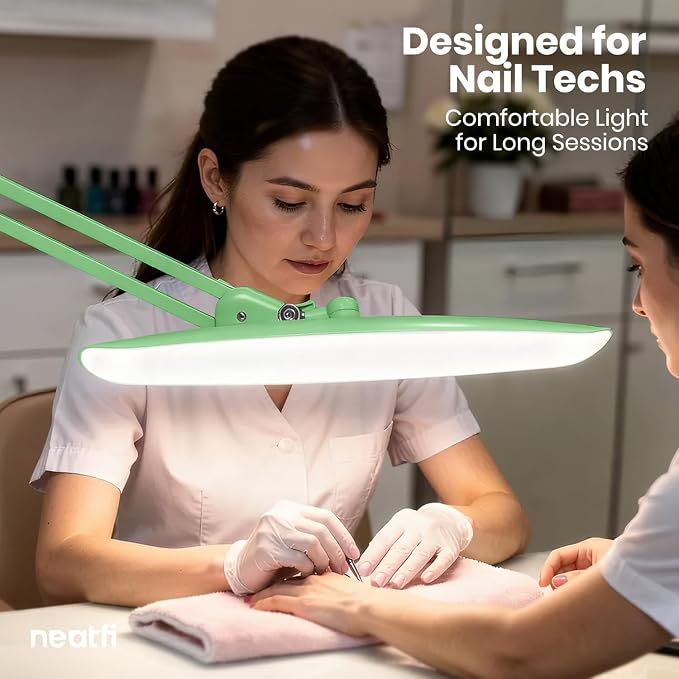 Neatfi XL 2200 Lumens 24W LED Desk Lamp – Shadow-Free Task Lighting | 4-Level Dimming | Home Office & Crafts Use | 20-Inch Wide Head (Midnight Green, Non-CCT with Clamp) - Image 2