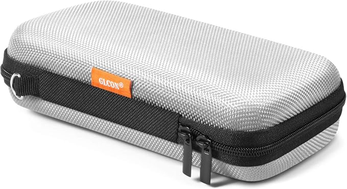 Portable Protection Hard EVA Travel Carrying Case with Mesh Pocket, Shockproof Exterior - Universal Small Electronic Tech Zipper Bag Pouch Organizer for Cell Phone, Charger, Cord, Cable - Silver by GLCON