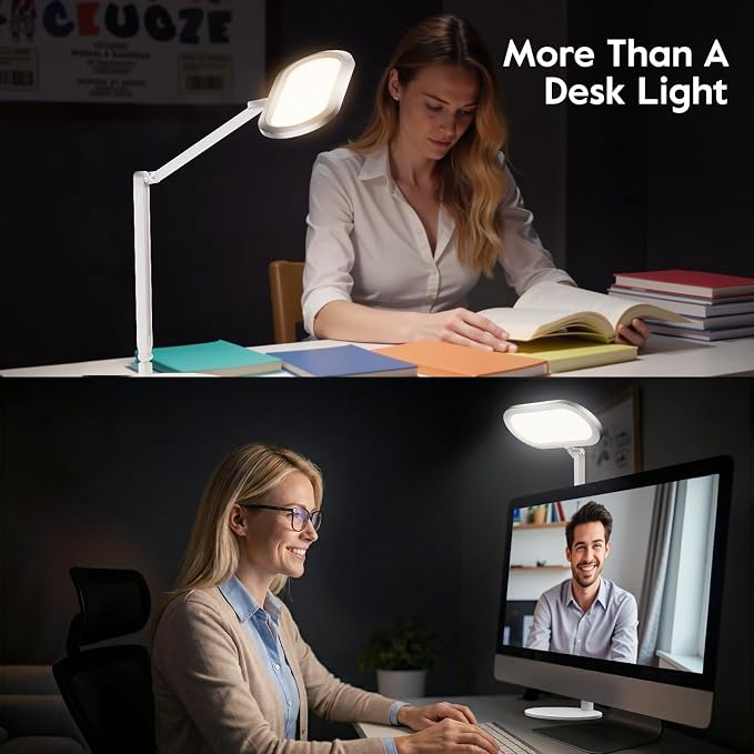 LitONES Premium LED Desk Lamp, Dual-Sided Soft Lighting with Knob Remote | Eye-Caring Diffused Light for Home Office, Video Conferencing, Zoom, Reading, Study, Craft, Stepless Dimming & Color, Memory - Image 4