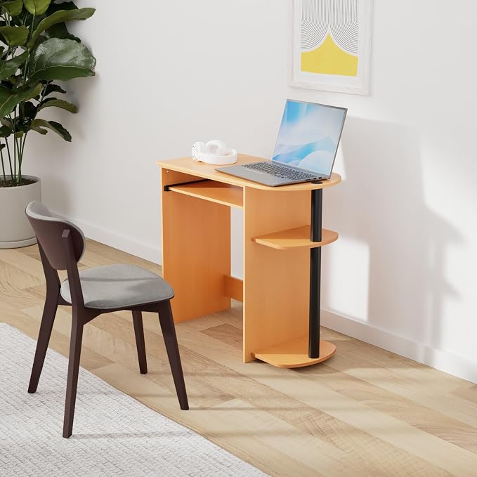Furinno Simplistic Easy Assembly Computer Desk, With Keyboard Tray, Light Cherry/Black - Image 2