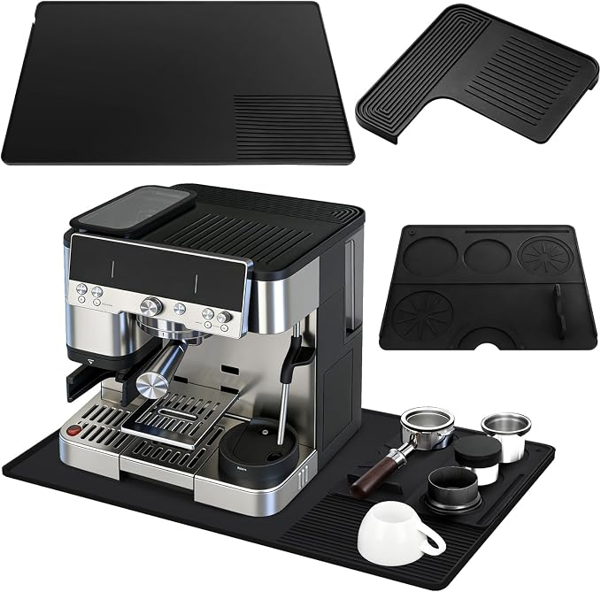 Silicone Coffee Mat Compatible with Ninja Luxe Espresso Coffee Machine ES601/ES701 & Most Home Espresso Machines - 23"x15" Anti-Slip Heat-Resistant - Maker Bar | Tamping Mat | Top Mat (3-in-1) by AdventureBuiltHomePerfected