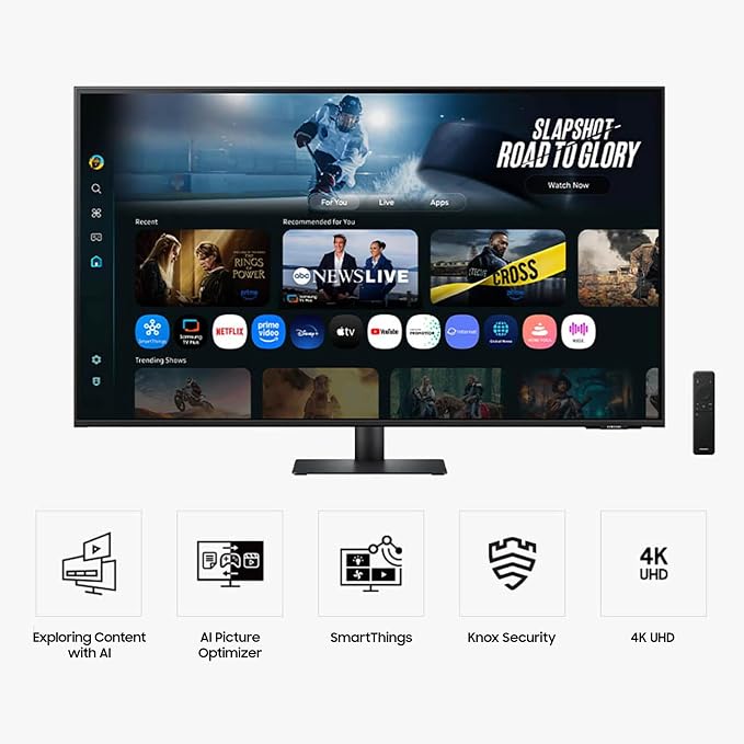 Samsung 43” Smart Monitor M7 (M70F) 4K UHD Display, Samsung Vision AI, Smart TV Apps, Gaming Hub, USB-C, HDMI and USB-A, Black, LS43FM702UNXZA, 2025 - Image 2