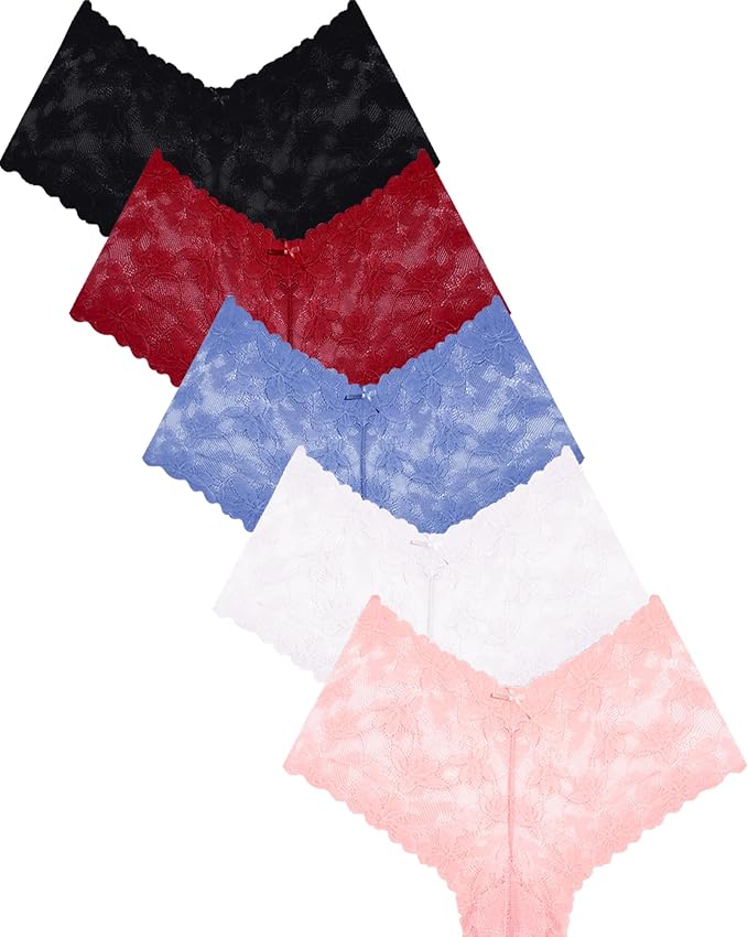 Take Talk Sexy Lace Underwear Panties Lingerie Gift for Women Wife 5 Pack Soft Cheeky Boy shorts Plus Size Underwear Women by TakeTalk