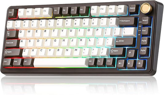 YUNZII B75 PRO 75% Wireless Mechanical Keyboard (Coffee Brown, Cocoa V2) | Hot Swap Keyboard with Knob, Gasket Mount, Creamy Pre-lubed Switch for Smooth Typing, BT/USB-C/2.4G, for Gaming by YUNZIIMECHANICALKEYBOARD