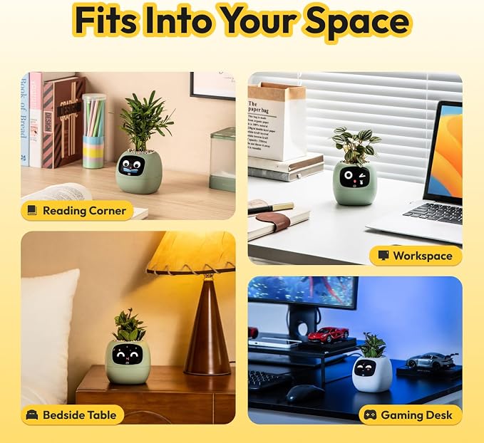 PLANTSIO Ivy Interactive AI Desk Companion, Smart Plant Pet with 100+ Expressions, Cute Indoor Planter for Office Decor, Unique Gift for Plant Lovers & Coworkers(Lemon) - Image 6