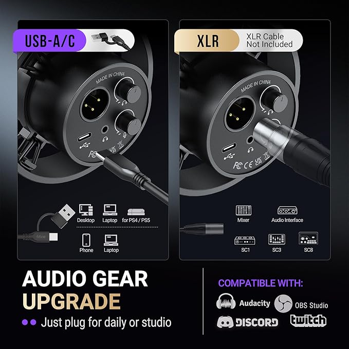 FIFINE AmpliTank K688CT Podcast Microphone Kit, USB/XLR Dynamic Vocal Mic | Streaming Mic with Boom Arm for PC/XLR Mixer, with Mute Button, Headphone Jack, Gain Knob, for Gaming Voice-Over Recording - Image 5