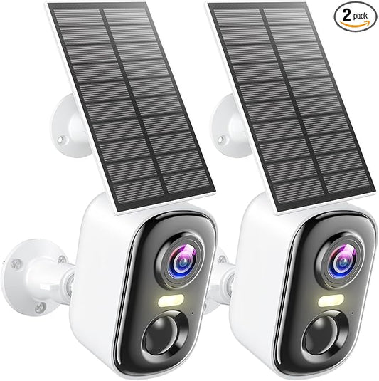 MISECU 2K Solar Camera Outdoor Wireless, WiFi Cameras for Home Security with Solar Panel, Spotlight Color Night Vision, AI Motion Detection, Siren Alarm, 2-Way Talk, IP66, Cloud/SD Storage 2 Pack by MISECUSecurityCamera