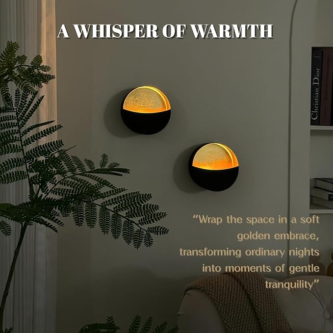 Eclipse Candle Sconces Set of 2, Wall Candle Holders with Gold Interior | Modern Gray Metallic Wall Candlestick Holders with Golden Foil Christmas Decor for Living Room, Bedroom, or Farmhouse Decor - Image 6