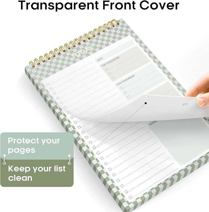 Taja To Do List Notepad, Undated Daily Planner for Work and Goal Setting | Mint Checkered, 52 Sheets, 9.8" x 6.5" , for Office, Home and school, Daily Task Planning, Notes and Everyday Organization - Image 3