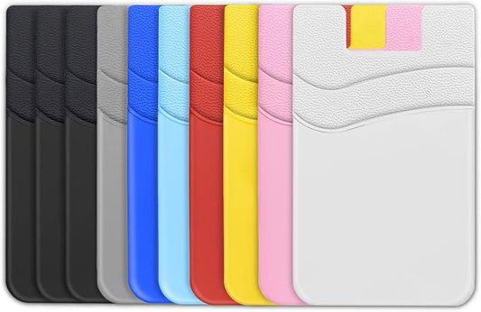 SHANSHUI Card Holder for Back of Phone, Ultra Slim Double Silicone Phone Card Holder Adhesive Stick on Wallet Pocket Pouch Seelves Compatible for iPhone and Android Phones (Multi-Colors/10pcs) by SHANSHUI
