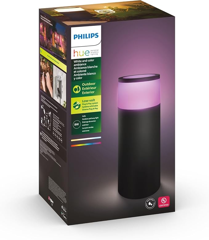 Philips Hue Calla Outdoor Smart Pathway Light, 1 Pack, White & Color Ambiance Walkway LED Lights, Weatherproof Low Voltage Lighting, Requires Bridge and Power Supply, Control with App and Voice by Unknown