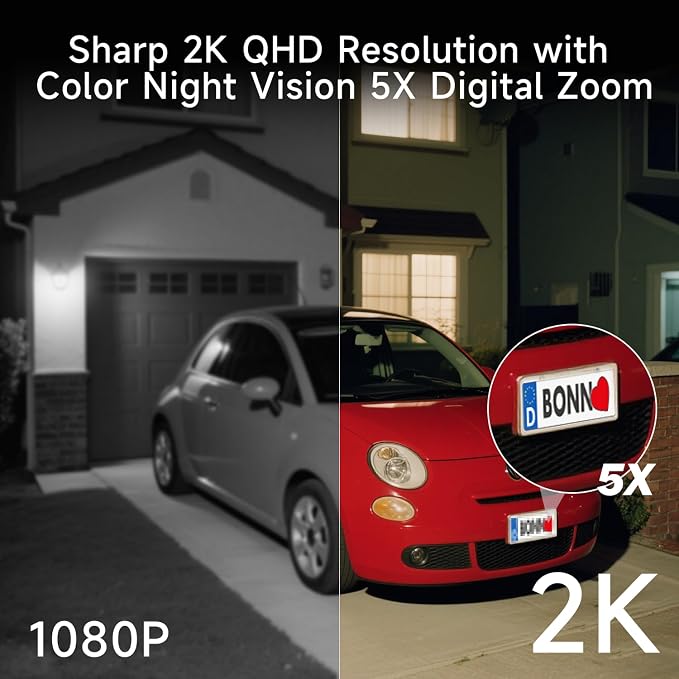 2K Security Camera Wireless Outdoor, 5GHz/2.4GHz WiFi Camera for Home Security Battery Powered, AI Motion Detection, Color Night Vision, 2-Way Talk,Siren,Spotlight,IP65,Works w/Alexa,Cloud/SD - Image 4