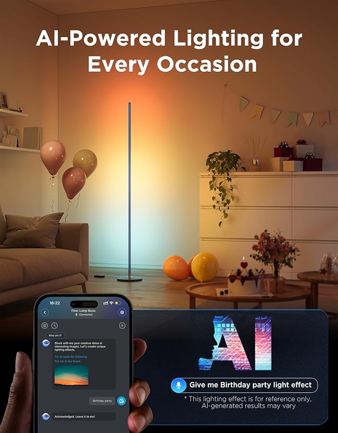 Govee RGBIC Floor Lamp Basic, 1000lm LED Corner Lamp | Works with Alexa, Smart Modern Floor Lamp with Music Sync and Color Changing Standing Lamp for Bedroom Living Room Blue - Image 4