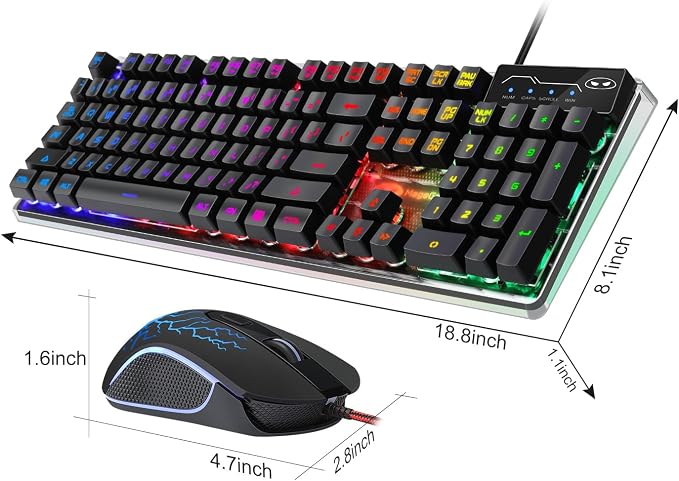 Gaming Keyboard and Mouse Combo, K1 RGB LED Backlit Wired Keyboard with 104 Key Computer PC Gaming Keyboard for PC/Laptop (Black) - Image 8