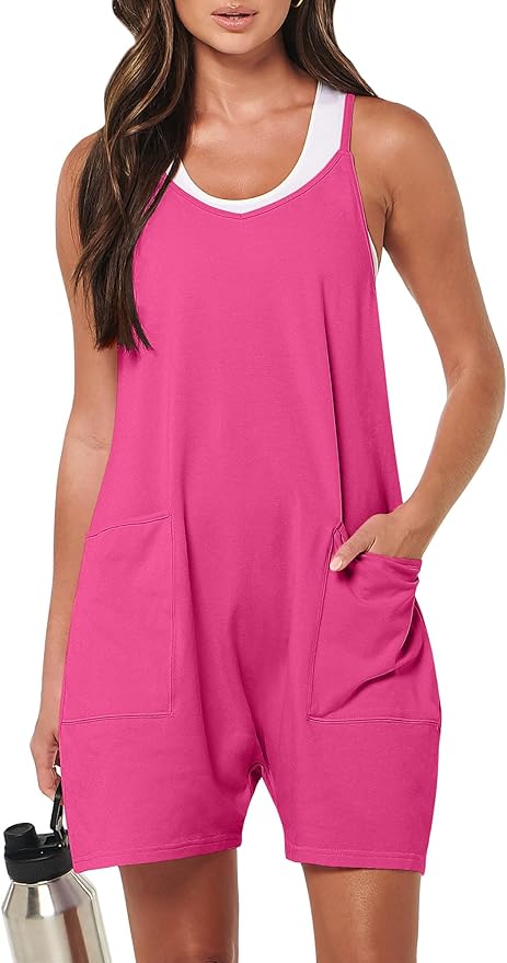 ANRABESS Womens Rompers Summer Casual Loose Sleeveless Overalls Spaghetti Strap Shorts Jumpsuit 2026 Beach Vacation Clothes by ANRABESS