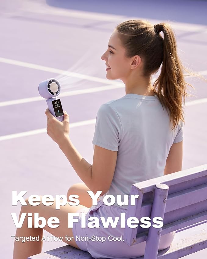 Portable Turbo Fan with Ice Cooling, 7.4m/s High Speed Handheld & Neck Fan, 180° Foldable 4-in-1, Carabiner Clip, 100 Speeds Stepless Control, USB-C Rechargeable, for Travel Makeup Hot Flashes - Image 3