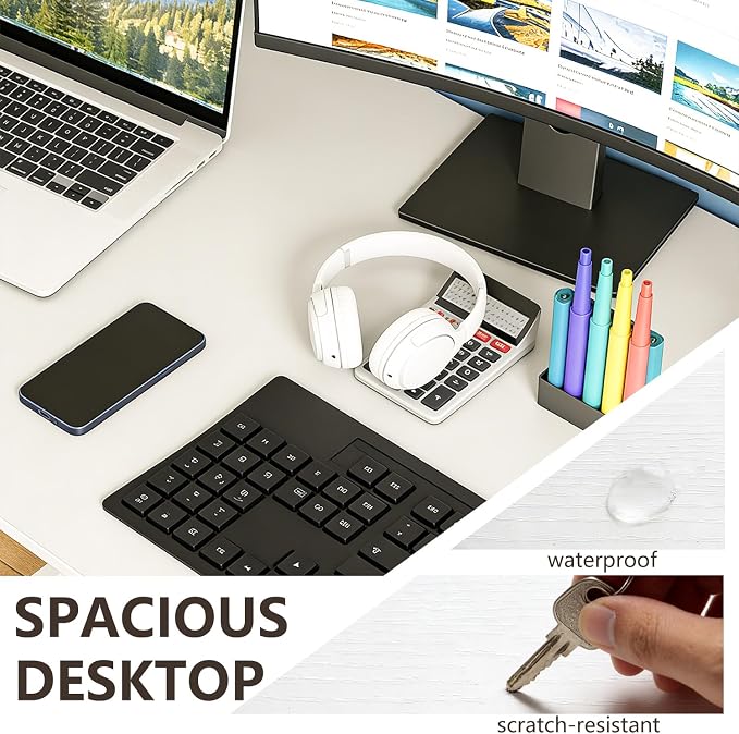 BestOffice Computer Desk,Home Office Desk, Modern Simple Style for Home Office Study Writing (White, 63 Inch) - Image 4