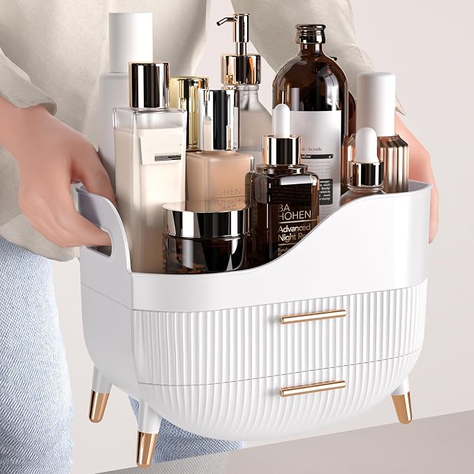 Pajiriona Makeup Organizer with Drawers,Skincare Organizer for Vanity,Storage Box with Handle,Large Cosmetic Display Case for Dresser, Bathroom Countertop - Image 5