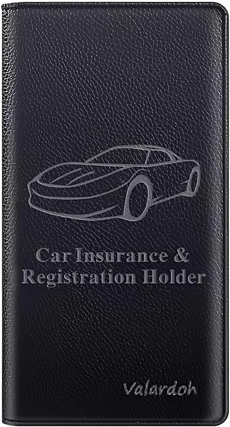 Valardoh Premium Car Registration and Insurance Card Holder, Car Document Holder for Cards, Driver License & other Essential Documents (Black) by Valardoh