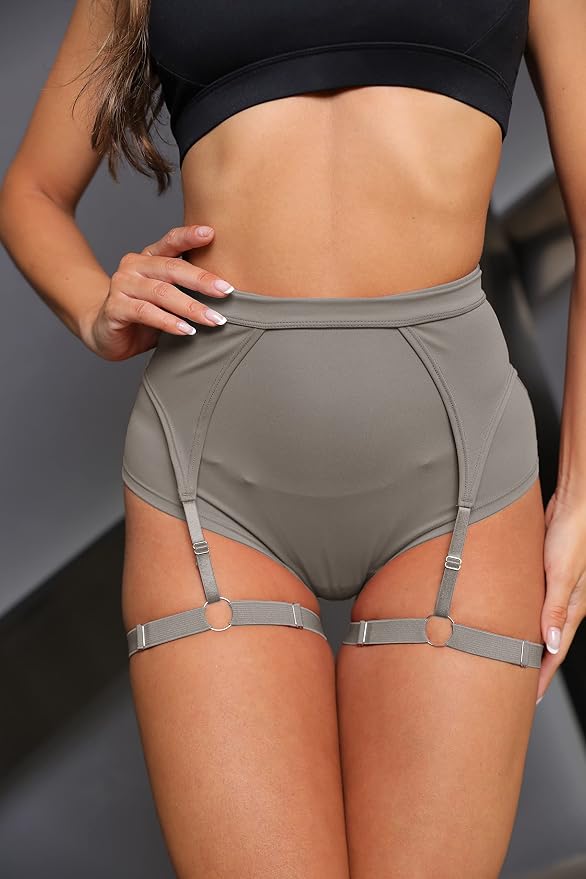 BZB Women's Booty Shorts with Garters High Waisted Biker Hot Pants Gym Cheeky Garter Running Shorts - Image 3