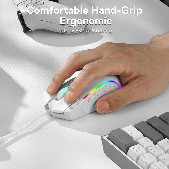 Redragon M612 Wired RGB Optical Gaming Mouse 8000 DPI Remapping Keys | Cable-Free 0 Delay, Redefine Keybinding Macro, Vibing Backlight, Ergonomic Grip Body Comfort - Image 4