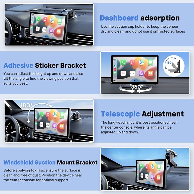 9" Wireless Apple Carplay Screen for Car with OTA Update, Backup Camera | Touchscreen Apple Carplay & Android Auto with Voice Control/GPS Navigation/Mirror Link/Bluetooth 5.0/AUX/FM - Image 7