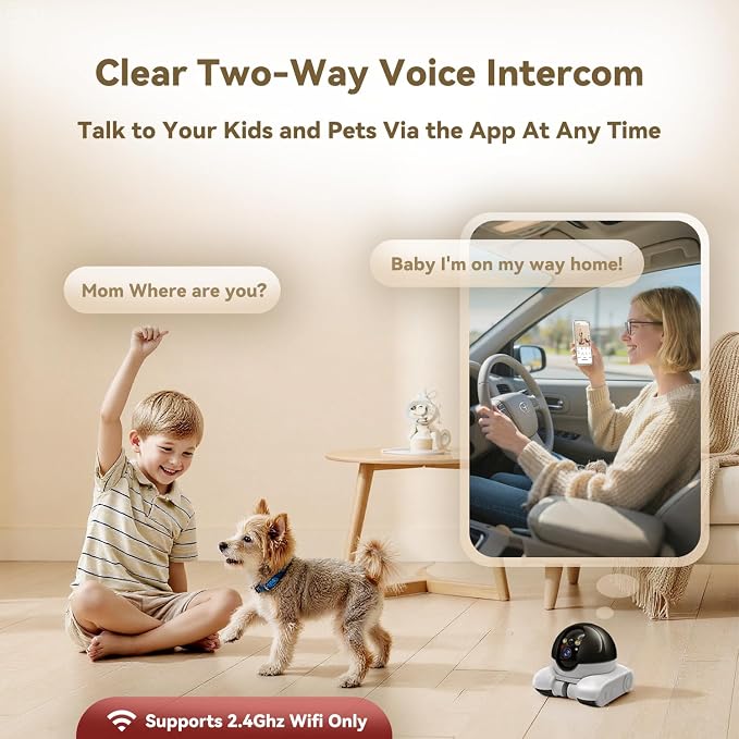 AEZ Robot Camera on Wheels 1080P Dual Lens,Indoor Movable Security Camera with 2-Way Talk,Blinky Bot with Night Vision,Distance Bot App Control for Cats/Dogs/Baby/Elderly (SD/Cloud Storage) - Image 6