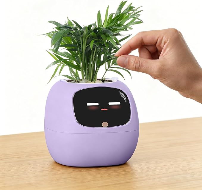 PLANTSIO Ivy Interactive AI Desk Companion, Smart Plant Pet with 100+ Expressions, Cute Indoor Planter for Office Decor, Unique Gift for Plant Lovers & Coworkers(Violet) by PlantsIO