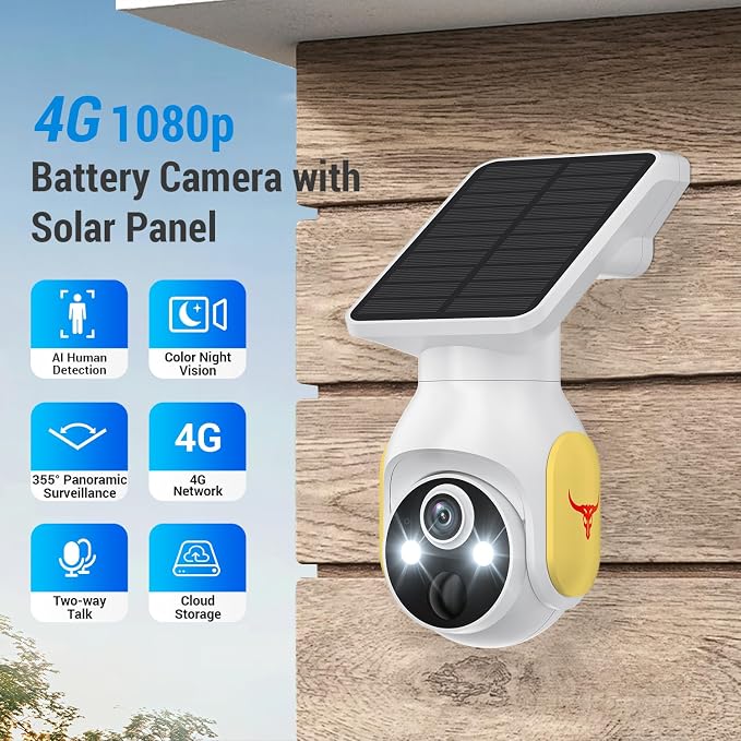 1080p Security Camera Wireless with Solar Panel, AI Human Detection, 2-Way Audio, Color Night Vision, Cloud Storage (Sold Separately), Indoor/Outdoor Surveillance Bullet Cam - Image 2