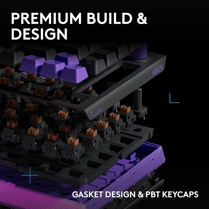 Logitech G512 X 75 TMR + Linear Switch Mechanical Gaming Keyboard - Black | Hot-Swappable 9x TMR Rapid Trigger + Linear Mechanical Switches, Gasket, PBT Keycaps, <8K, LIGHTSYNC RGB, for PC & Mac - Image 9