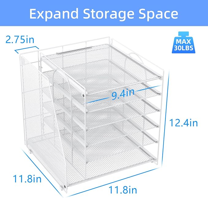 gianotter 6-Tier Paper Organizer With Magazine Holder, Desk Organizers and Accessories, Desk Accessories & Workspace Organizers, File Organizer for Office Supplies Storag (White, 6-Tier) - Image 4