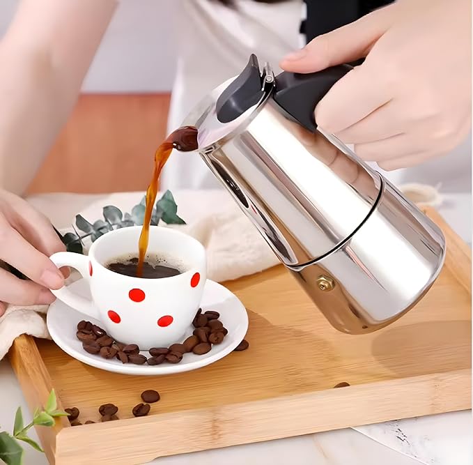 Stainless Steel Moka Pot, Gas/Electric Stovetop Espresso Maker, Percolator Coffee Pot Italian Percolator Cuban Café Brewing, Greca Coffee Maker (12CUP 600ml) - Image 5