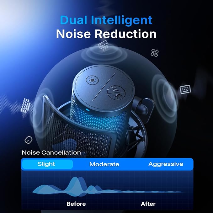 MAONO DGM20W Wireless Gaming Microphone for PC & Smartphones | USB-C Receiver, Clear Voice, Noise Reduction, Software Control, Custom RGB, Mute, Boom Mic Set for Discord Streaming & Gaming - Image 5