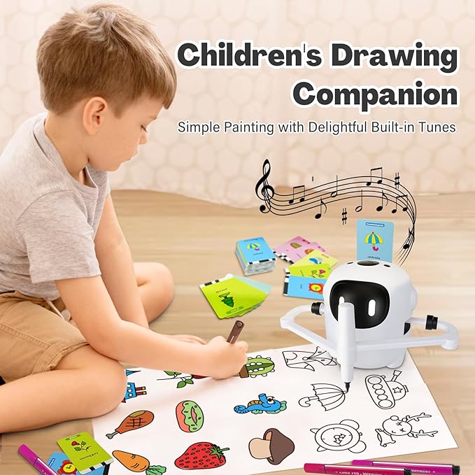 RIVGOT Drawing Robot for Kids with 150 Cards, Voice Interactive Educational Drawing Machine, Montessori Painting Learning Toys for 3 4 5 6 7 8 Year Old Boys Girls Birthday Party - Image 3