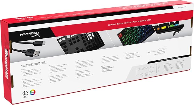 HyperX Alloy Origins PBT - Mechanical Gaming Keyboard, Keycaps, RGB Lighting, Compact, Aluminum Body, Adjustable Feet, Customizable with NGENUITY, Onboard Memory Clicky Switch, Black - Image 13