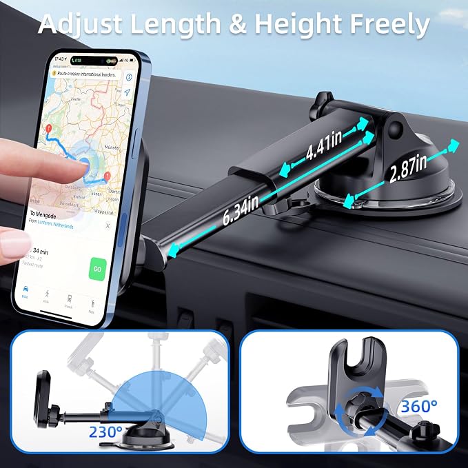 pop-tech Car Phone Mount for Pop Socket: Suction Cup Cell Phone Holders for Automobile Dashboard Windshield Window - Dash Mounted Cellphone Stand Black Fits Thick Socket Wallet Grip for iPhone Samsung - Image 6