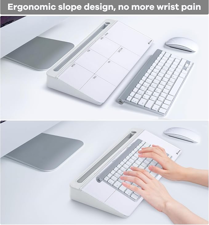 Varhomax Glass Weekly Dry Erase Desk White Board, Desktop to Do List Planner Whiteboard Calendar with Storage Caddy Memo for Home and Office, White - Image 6