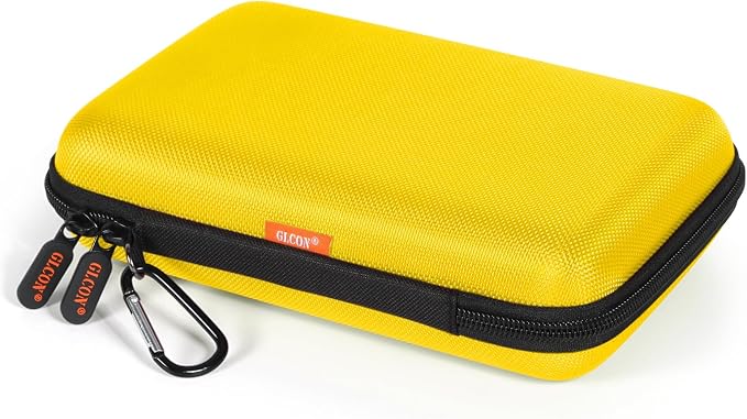 Bright Yellow Hard Shell Electronic Organizer Carrying Case - Shockproof Large Storage Case for Hard Drive, Phone, Power Bank, Charger, Earbuds - Zipper Pouch Gadget Bag for Business, Travel by GLCON