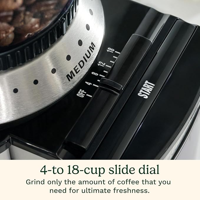 Cuisinart Coffee Grinder, Electric One-Touch Automatic Burr Coffee Grinder with 18-Position Grind Selector, Cup Size Selector for 4 – 18 Cups, White Stainless Steel - Image 6