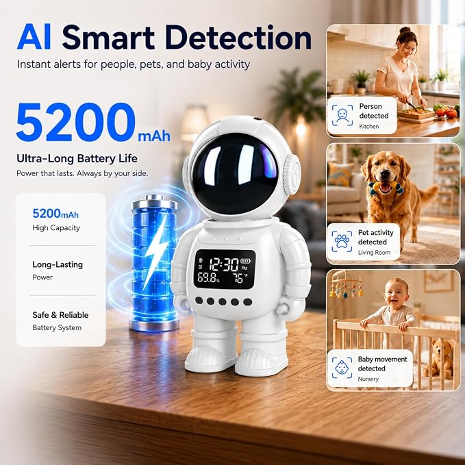 DYPCO 2K Clock Camera for Home Security, Smart Alarm Clock Camera with 2.4G/5G WiFi, Indoor Camera with Phone App, AI Motion Detection, Color Night Vision, Two-Way Audio, Cloud & SD Storage - Image 6