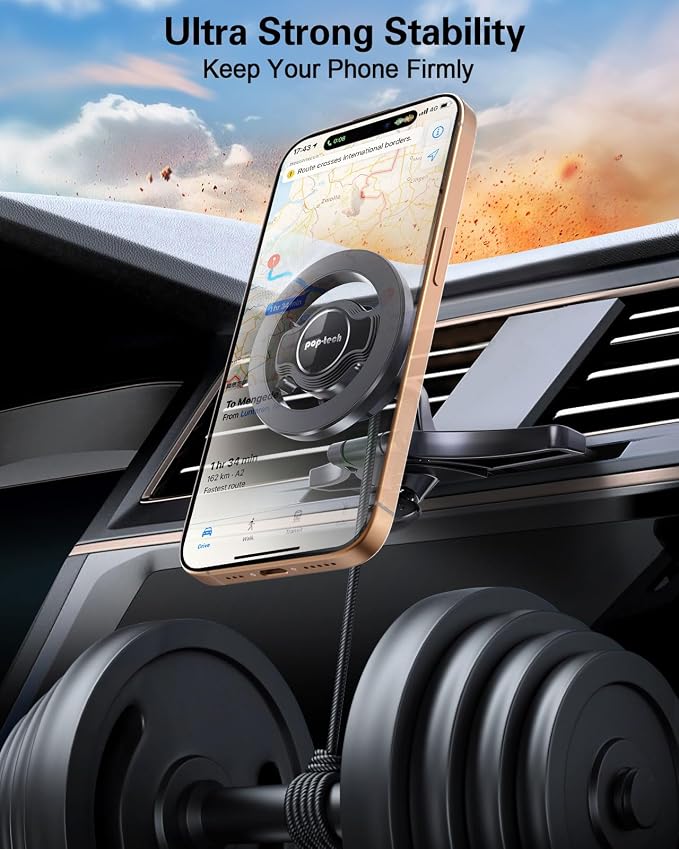 pop-tech for MagSafe CD Slot Car Phone Holder, [Built-in Steel Plate] Universal Magnetic CD Player Cell Phone Mount, Adjustable Magnet CD Cellphone Cradle Fit for iPhone All Smartphones - Image 2