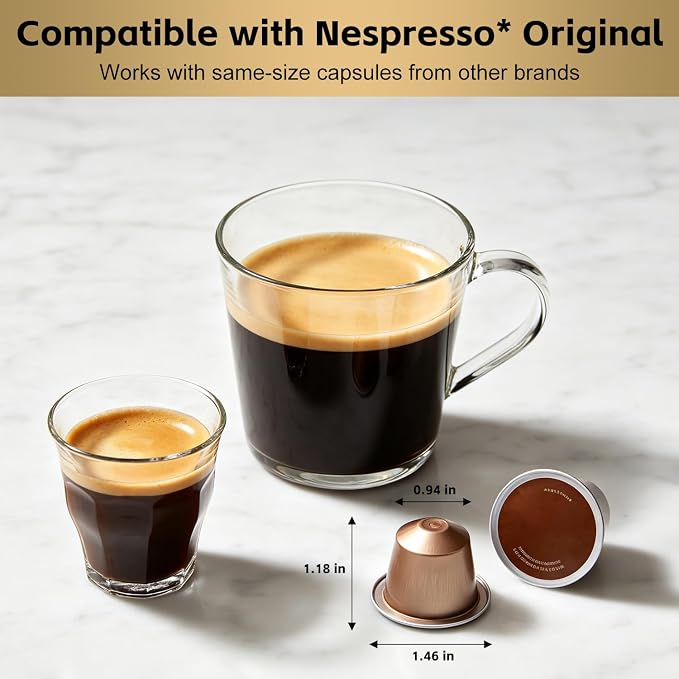 CUSIMAX Espresso Machine Compatible with Nespresso Original Pods | Single Serve Espresso Coffee Maker, Programmable Brew Size, 19Bar High Pressure, 20oz Removable Water Tank, Stainless Steel - Image 2