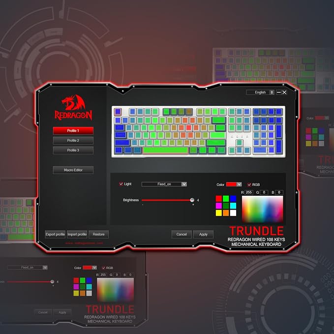 Redragon K668 108-Key Hot-Swap Wired RGB Gaming Keyboard, Extra 4 Hotkeys | Dedicated Shortcut Keys for Mute, Calc & Desktop, Cushioned Noise Dampening for Creamy Thocky Sound, Swap-Ready, PRO Software - Image 7
