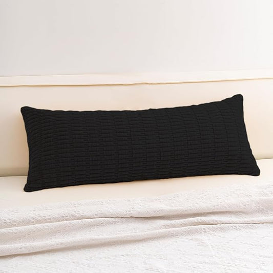 Aegero Corduroy Decorative Throw Pillow Covers 14x36 InchSoft Striped Pillow Covers Modern Farmhouse Home Decor for Sofa Living Room Couch Bed（Black） by Unknown
