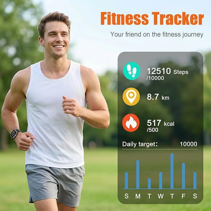 Smart Watch for Men Women (Answer/Make Call), 1.83" HD Touchscreen Fitness Tracker, 110+ Sport Modes, Fitness Watch with Heart Rate/Sleep Monitor/Step, Waterproof Smartwatch for Android,Silver Beige - Image 3