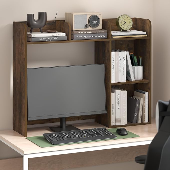 Furinno Classic Desk Shelf, 5-Shelf Desktop Hutch, Book Shelf, 3-Tier Desk Organzier, for Office Supplies, Office Desk Accessories, for Home Office, College, Dorm, White by Furinno-FitsYourSpaceFitsYourBudget
